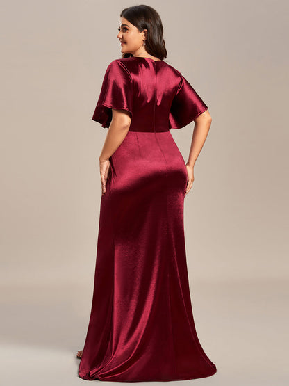 Elegant Stain Evening Gown with Fishtail Ruffles