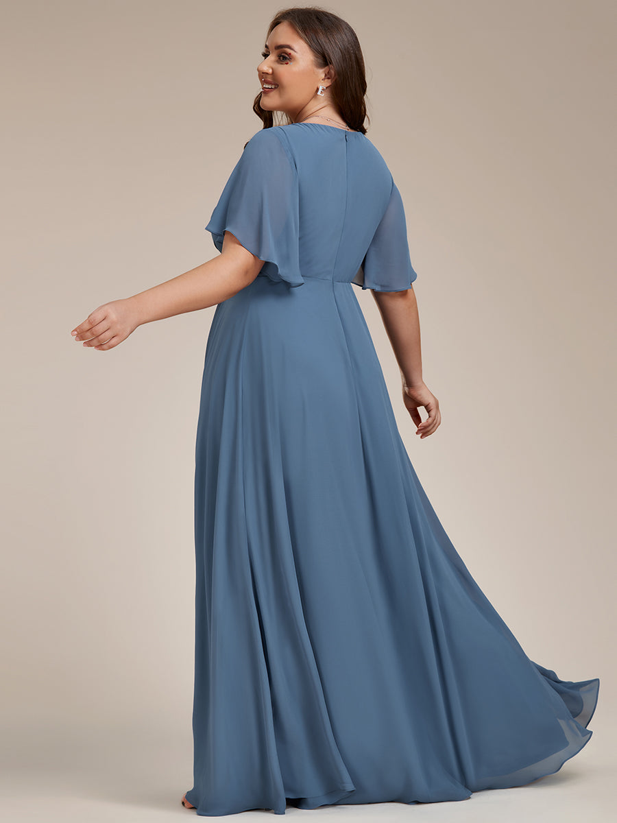 Elegant Lace V-Neck Pleated Bridesmaid Dresses in Wholesale