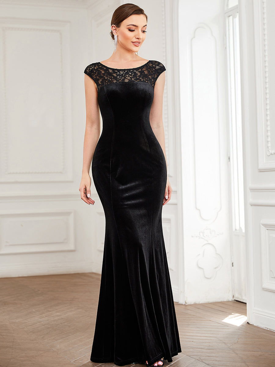 Round Neck A Line Wholesale Evening Dresses with Cover Sleeves