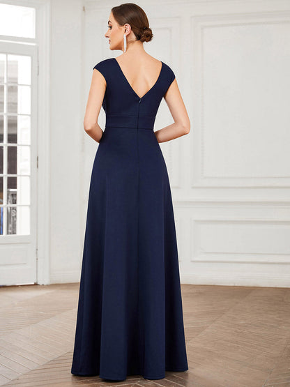 Elegant Sleeveless A Line Wholesale Evening Dresses with Deep V Neck