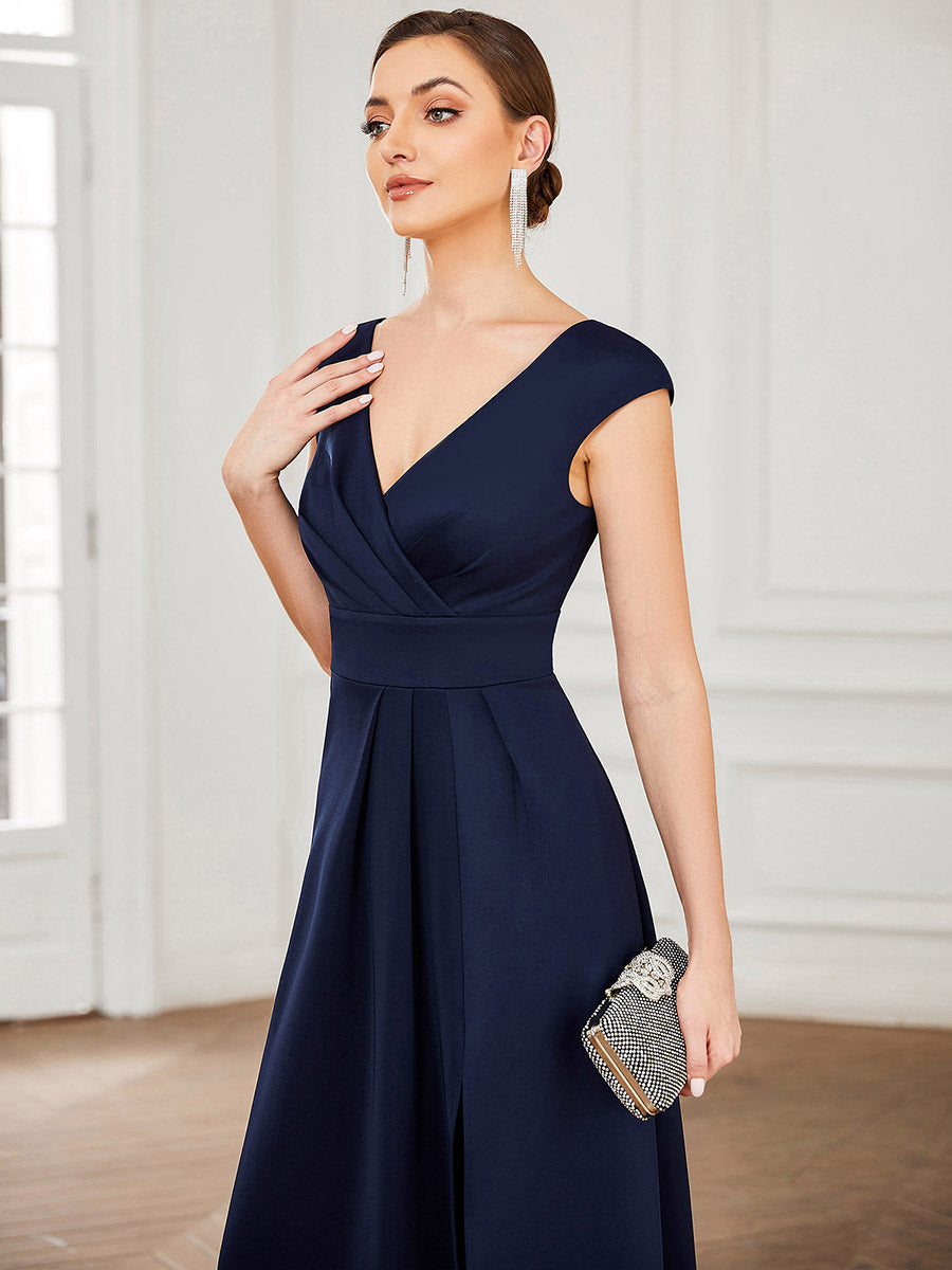 Elegant Sleeveless A Line Wholesale Evening Dresses with Deep V Neck