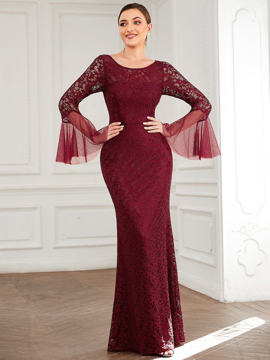 Round Neck Fishtail Wholesale Evening Dresses with Long Sleeves