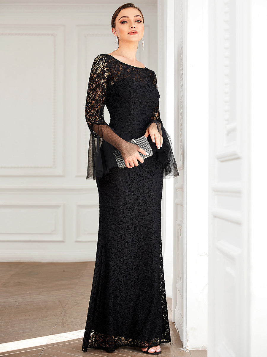 Elegant Long Sleeve Fishtail Evening Gown