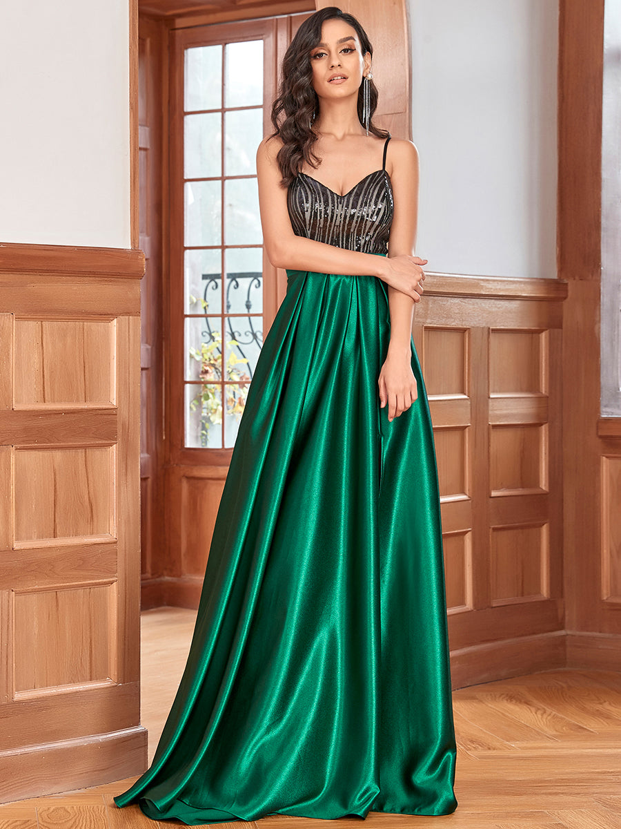 Color Contrast Sexy Wholesale Evening Dress With Spaghetti Straps