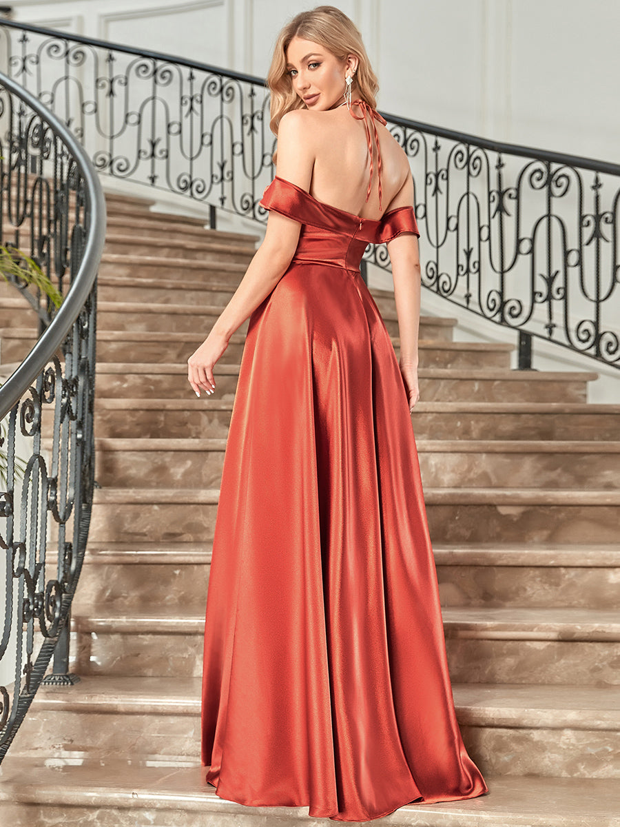 Off Shoulder Wholesale Evening Dresses With Halterneck Collar