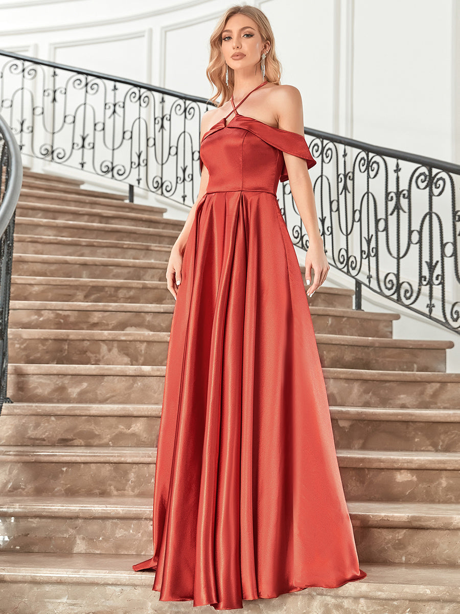 Off Shoulder Wholesale Evening Dresses With Halterneck Collar