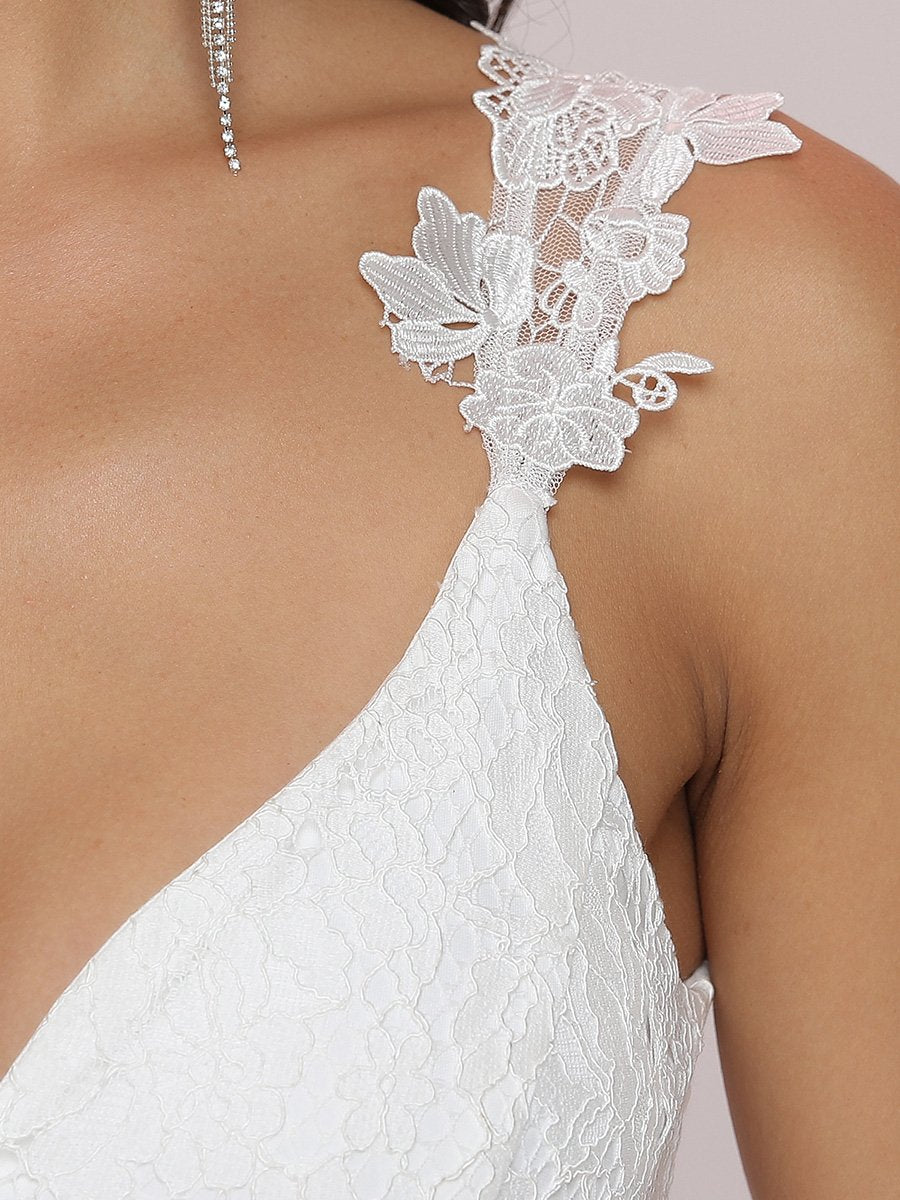 Double V Neck Wholesale Lace Tulle Wedding Dress