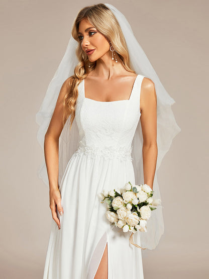 Elegant Sleeveless Square Neck A-Line Bridal Gown