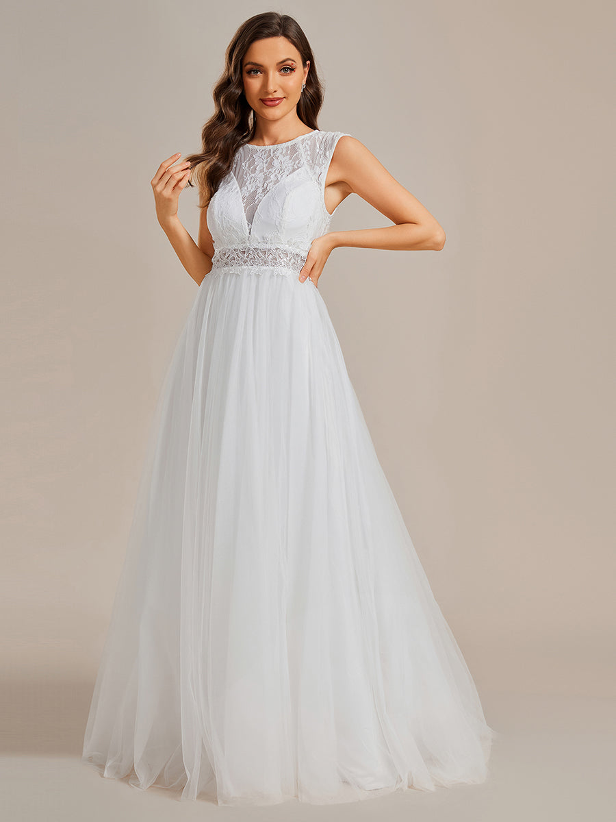 Elegant Hollow Lace Round Neck Wholesale Wedding Dresses