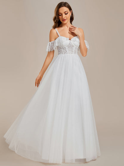 Spaghetti Straps See-Through Lace & Tulle Wholesale Wedding Dresses