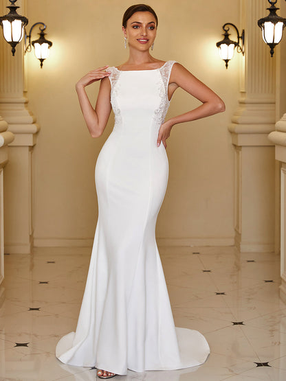 Elegant Fishtail Sleeveless Floor Length Wholesale Wedding Dresses