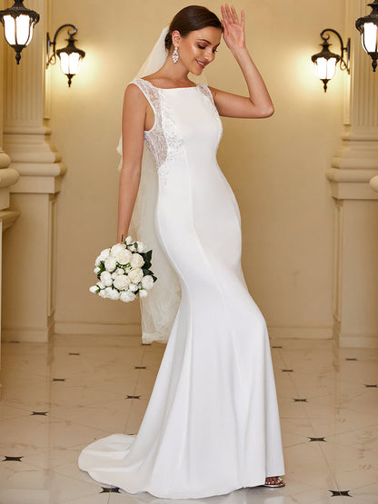 Elegant Fishtail Sleeveless Floor Length Wholesale Wedding Dresses
