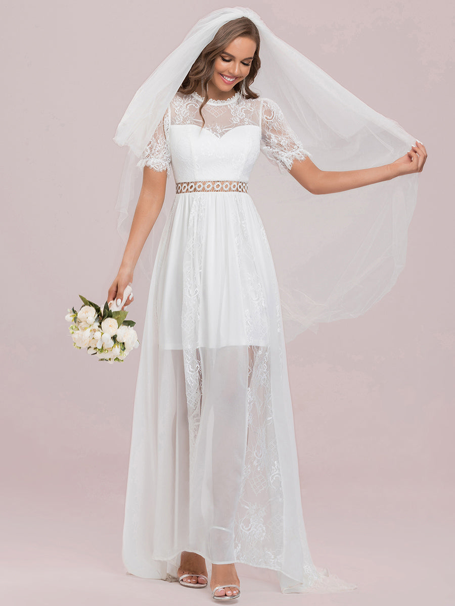 A Line Short Puff Sleeves Wholesale Wedding Dresses