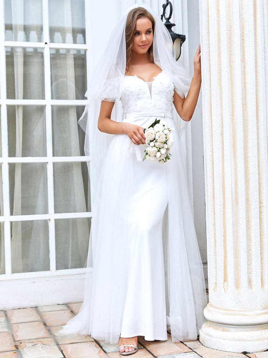 Fishtail Silhouette Wholesale Wedding Dresses with Appliques