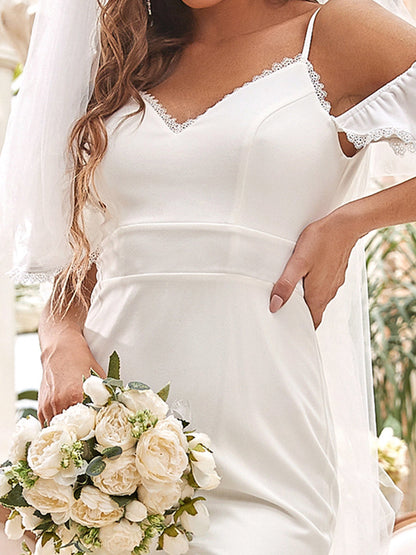 Deep V-Neck Fishtail Silhouette Wholesale Wedding Dresses
