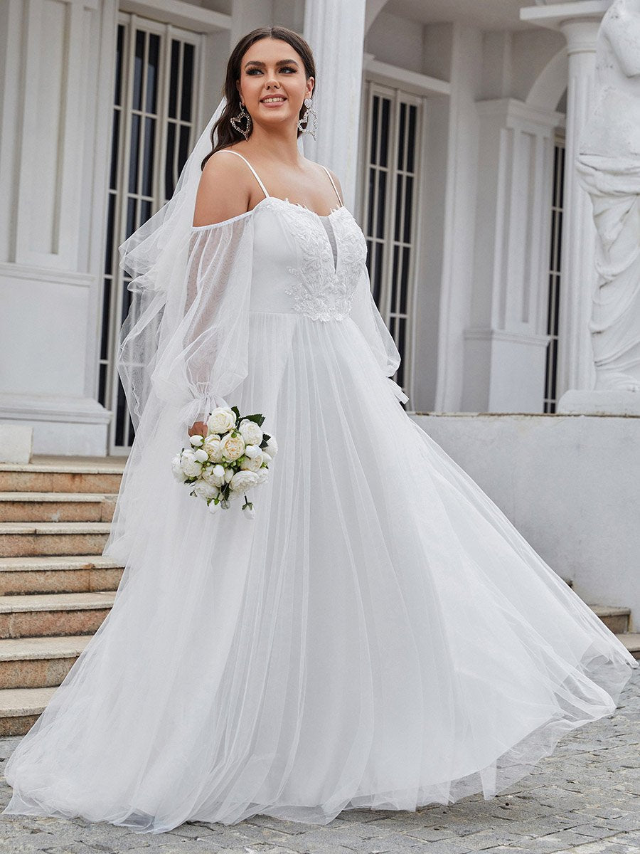 See Through Lantern Sleeves A Line Wholesale Wedding Dresses