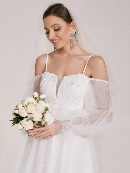 See Through Lantern Sleeves Wholesale Wedding Dresses