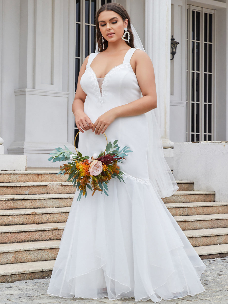 Plus Size V Neck Fishtail Silhouette Wholesale Wedding Dresses