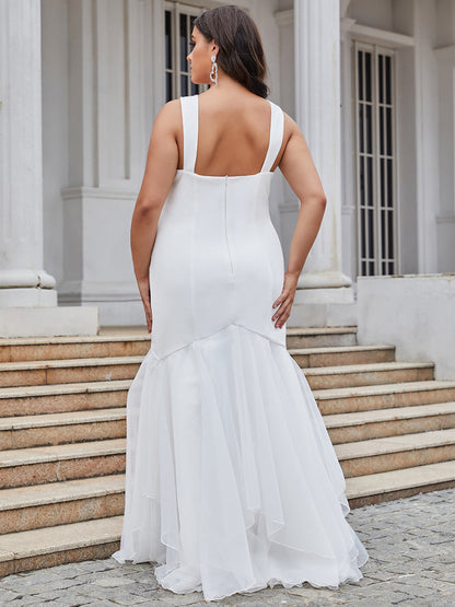 Plus Size V Neck Fishtail Silhouette Wholesale Wedding Dresses