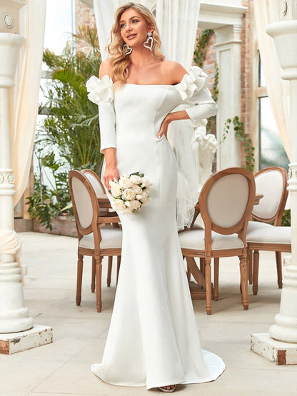 Off Shoulder Fishtail Floor Length Wholesale Wedding Dresse