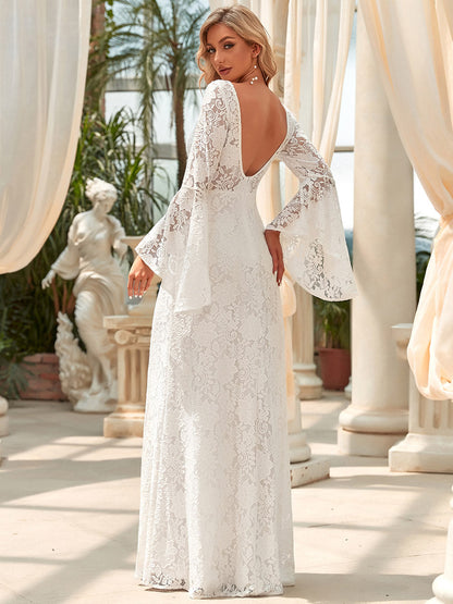 Round Neck Bat-Wing Sleeves A Line Wholesale Wedding Dresses
