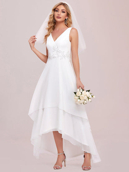 Elegant Sleeveless Applique A-Line Wedding Gown