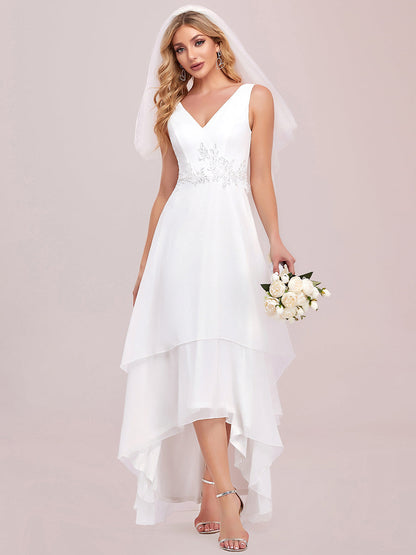 Elegant Sleeveless Applique A-Line Wedding Gown