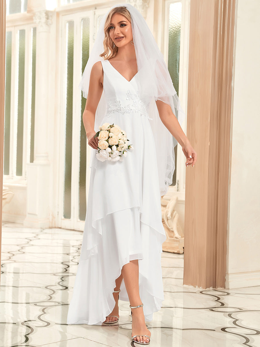 Elegant Sleeveless Applique A-Line Wedding Gown