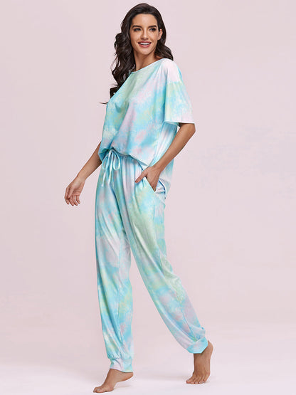 Colorful and Cozy Round Neck Pajama Set