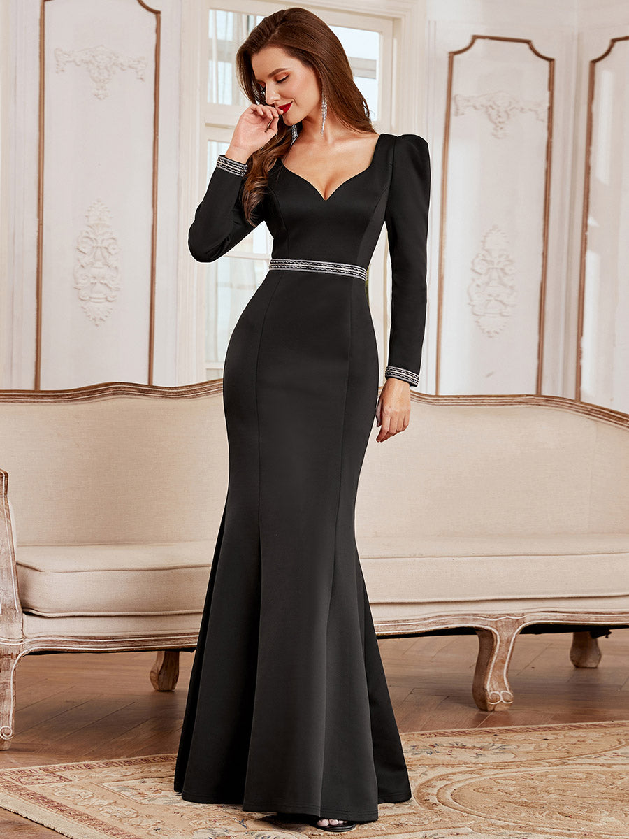 Elegant Queen-Style Fishtail Wholesale Evening Dress with Long Sleeve
