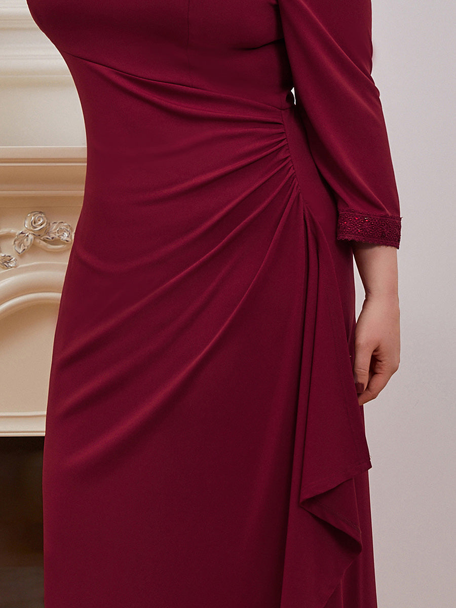 Modest Wholesale Side Ruched Round Neck Wholesale Evening Dress