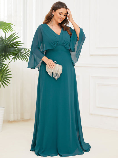 Deep V Neck A Line Long Sleeves Wholesale Mother of the Bride Dresses