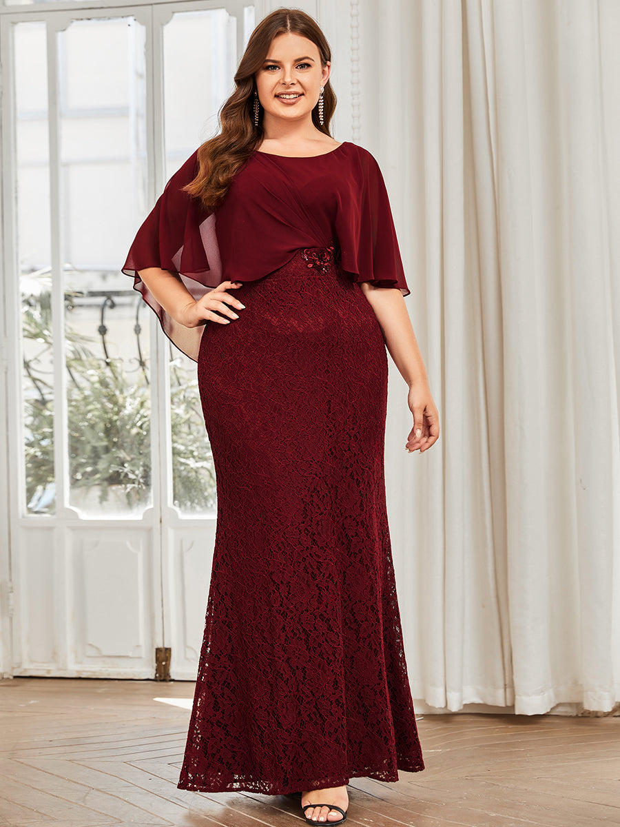 Plus Size Fishtail Ruffles Sleeves Wholesale Mother of Bridesmaid Dresses