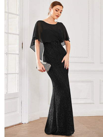 Chic Mermaid Style Ruffles Sleeved Dress for Mother of the Bride