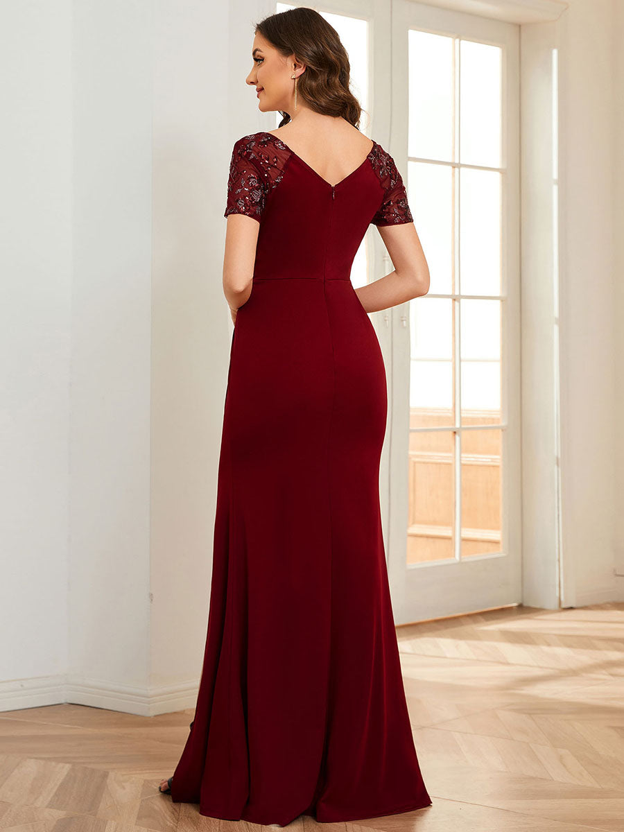 Seductive Sequin Embellished Mother of the Bride Evening Gown