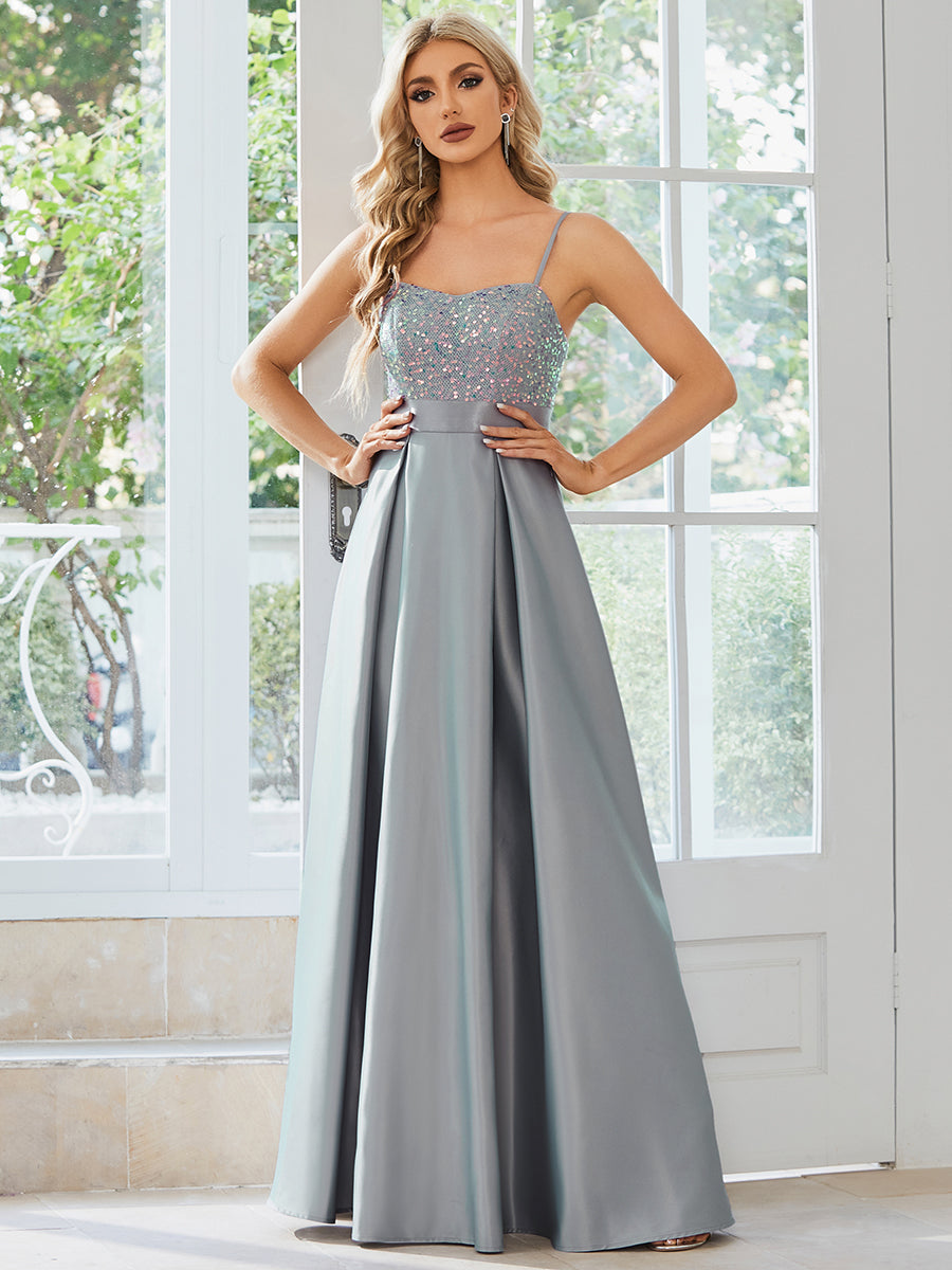 Sleeveless Sweetheart Sequin & Stain Wholesale Prom Dresses