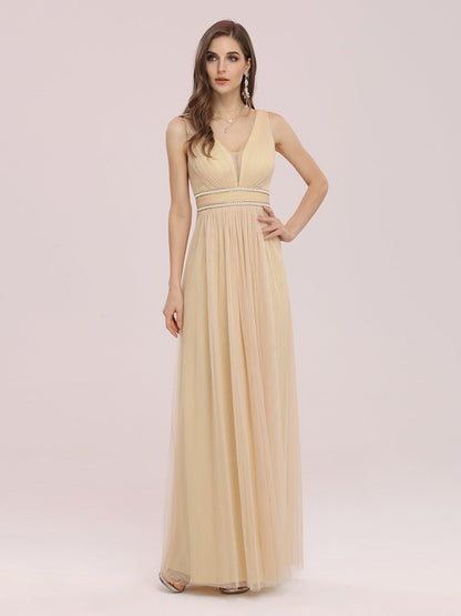Fancy Sleeveless Wholesale Tulle Bridesmaid Dress with Belt