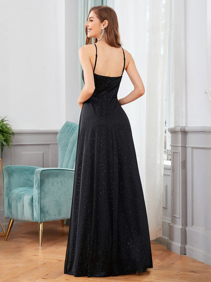 Sparkly Wholesale Maxi Evening Party Dress With Spaghetti Straps