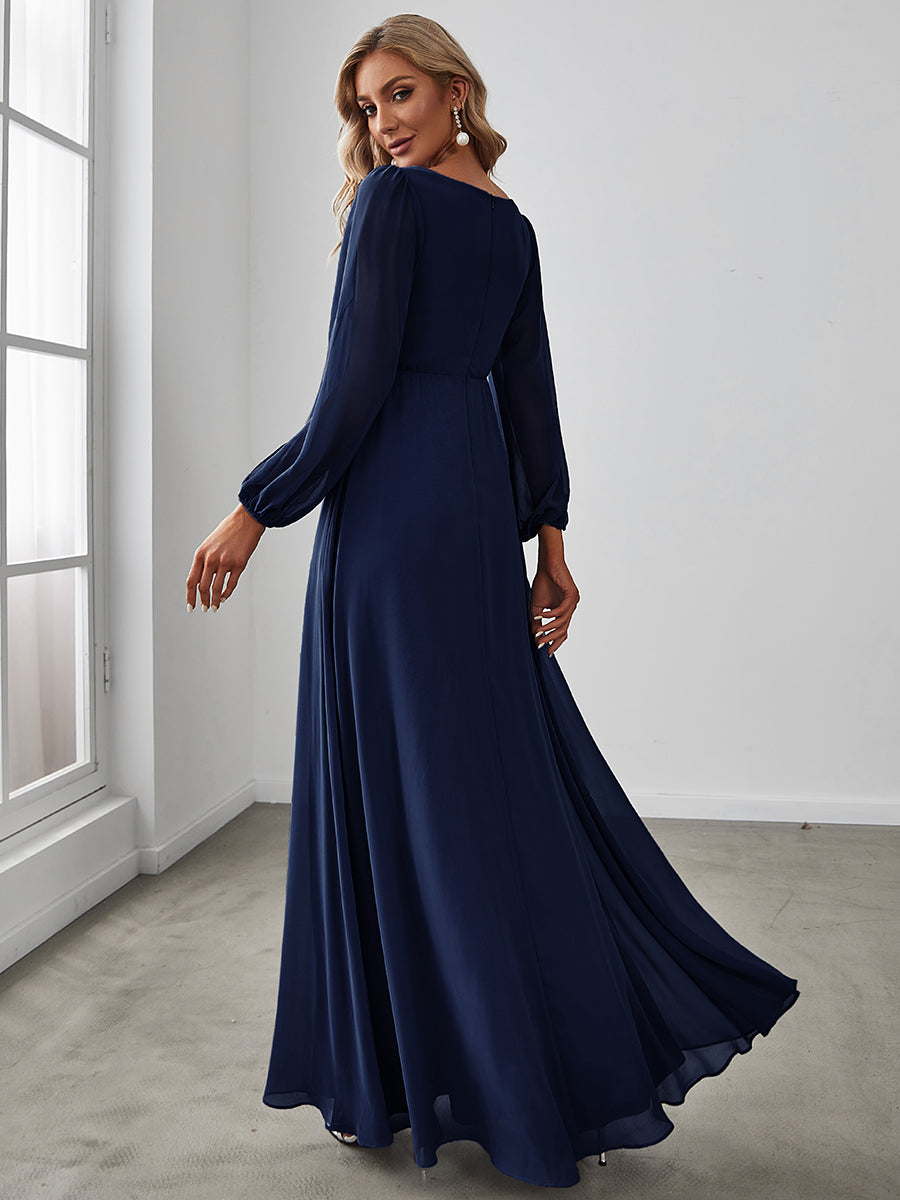 Floor Length Long Lantern Sleeves Wholesale Bridesmaid Dresses