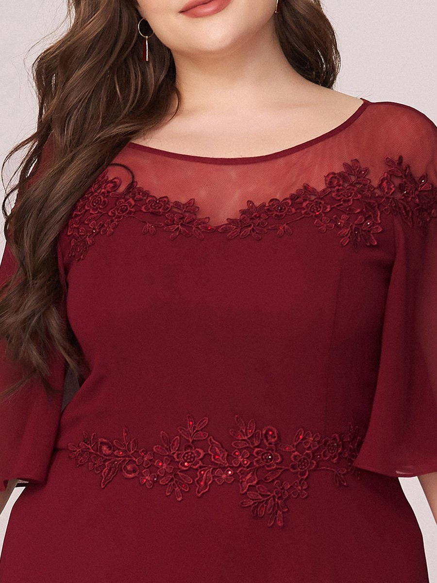 Women's Fluttering A-Line Wholesale Chiffon Plus Size Evening Dress