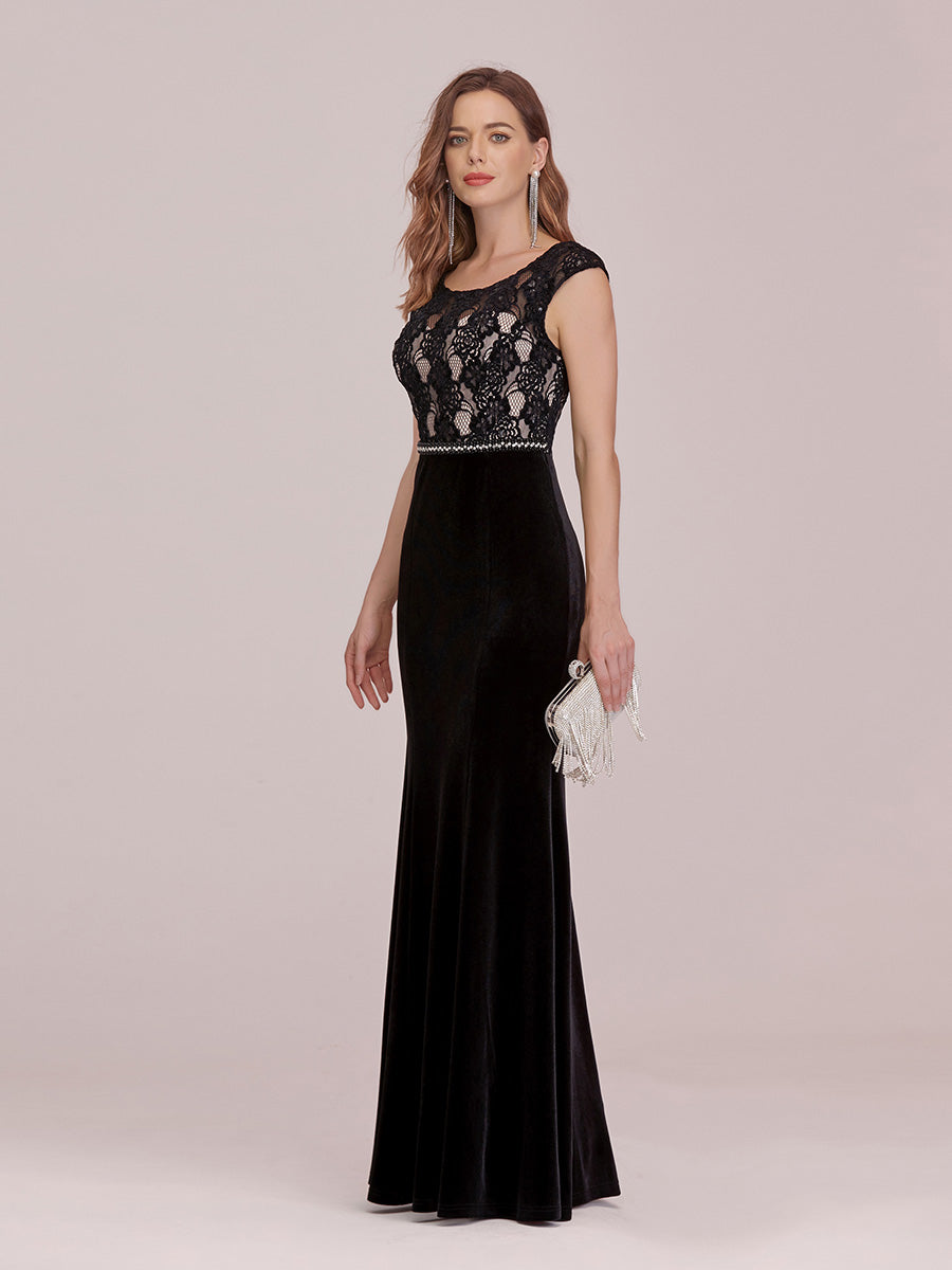 Sassy Round Neck Wholesale Evening Dress with Lace and Beaded Belt