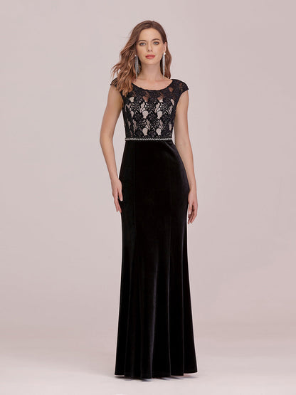 Sassy Round Neck Wholesale Evening Dress with Lace and Beaded Belt
