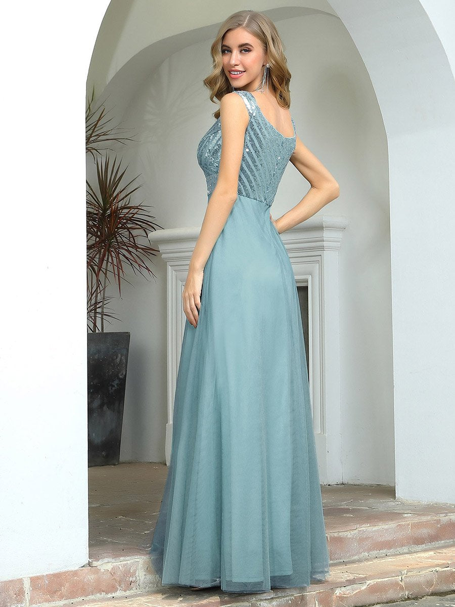 Elegant V Neck A-Line Wholesale Long Bridesmaid Dress for Women