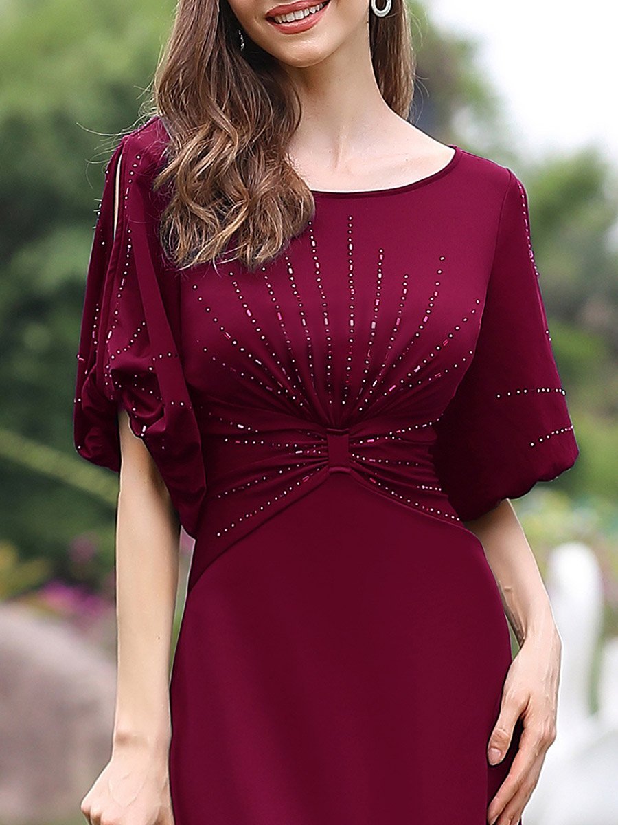 Trendy Round Neck Wholesale Chiffon Fishtail Evening Dress