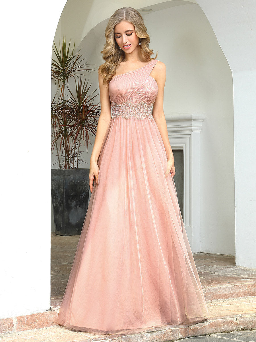 Cute One Shoulder Ruched Bust Bridesmaid Dresses Wholesale
