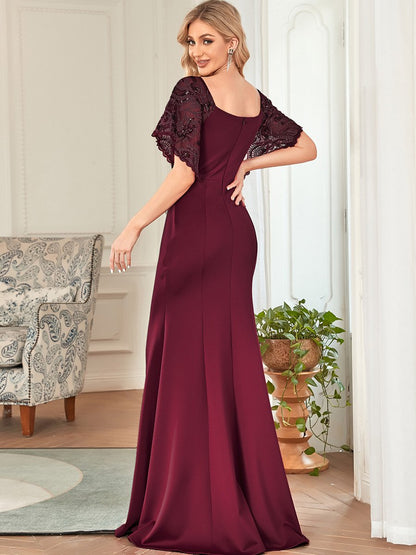 Sexy Maxi V Neck Wholesale Party Dress with Flare Sleeves