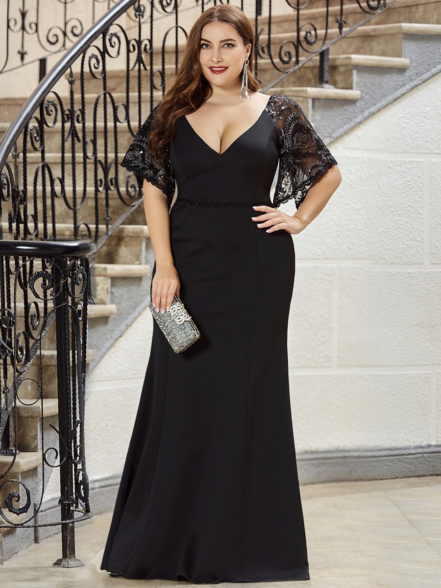 Sexy Maxi V Neck Wholesale Party Dress with Flare Sleeves