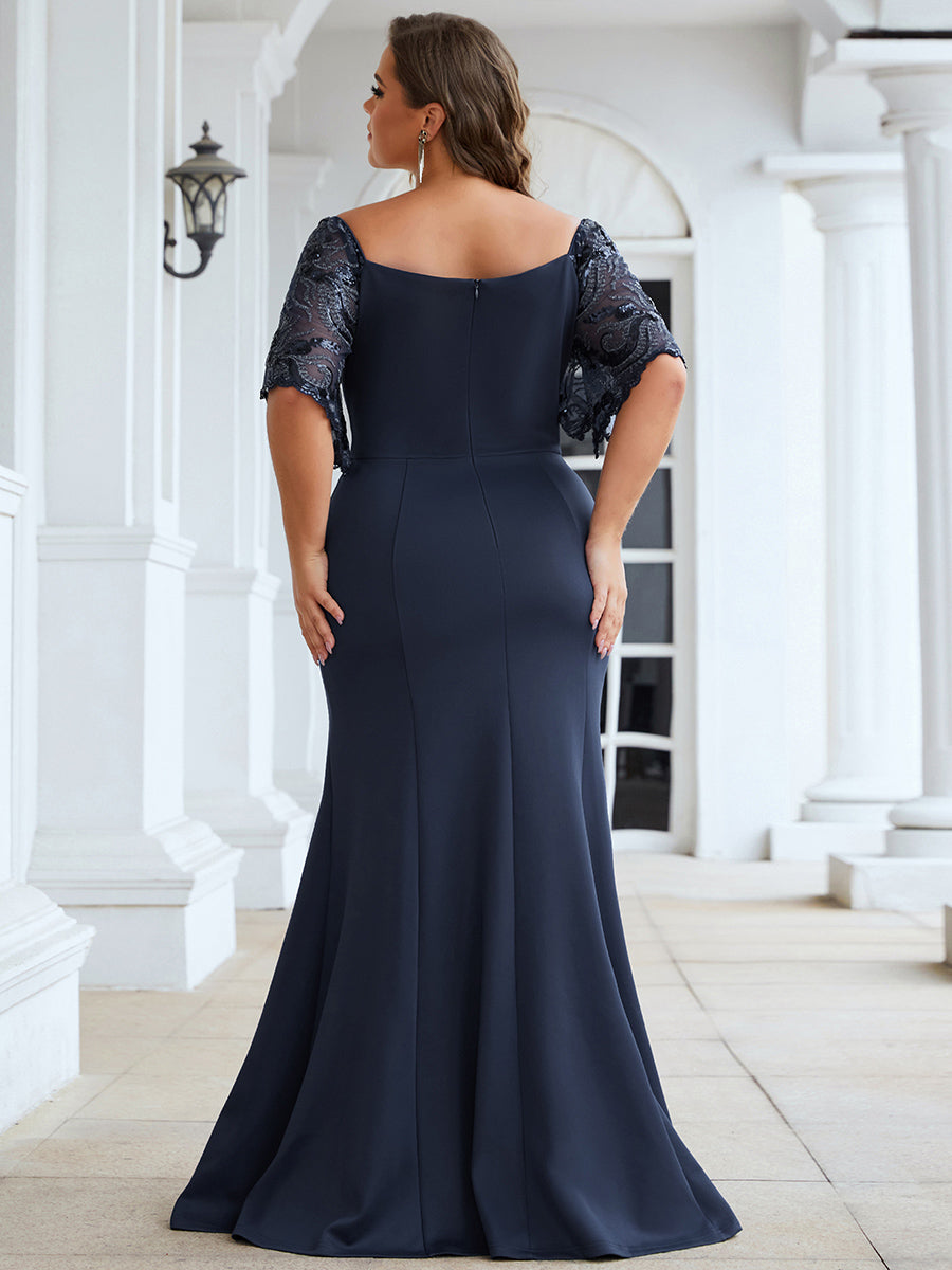Elegant Plus Size V Neck Fishtail Evening Dress Wholesale