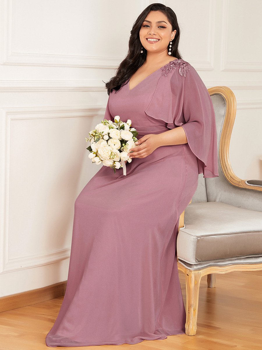 Elegant Plus Size Floor Length Bridesmaid Dresses with Wraps