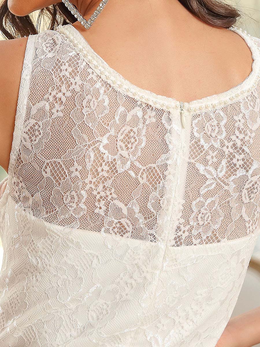 Plain Round Neck Wholesale Lace & Tulle Elopement Wedding Dress